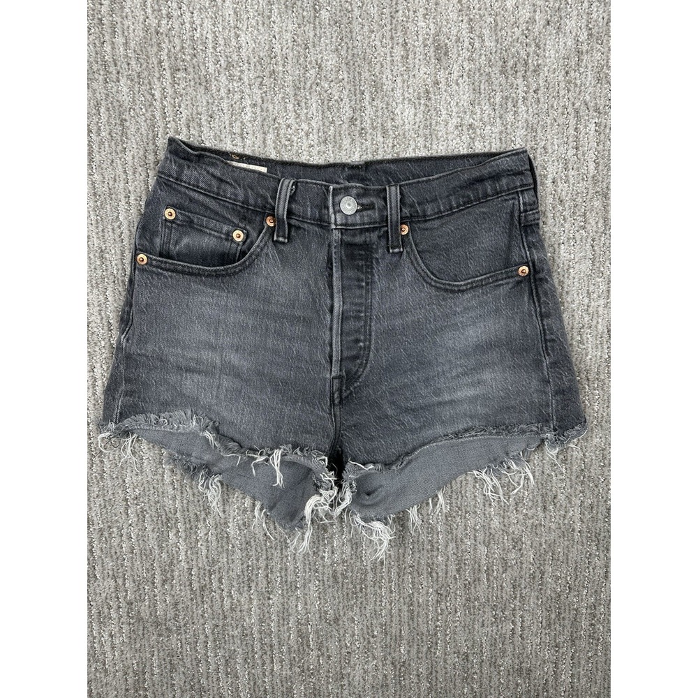Levi's Denim‎ Shorts Womens Size 27 Black 501 Cutoff High Waisted Frayed Hem